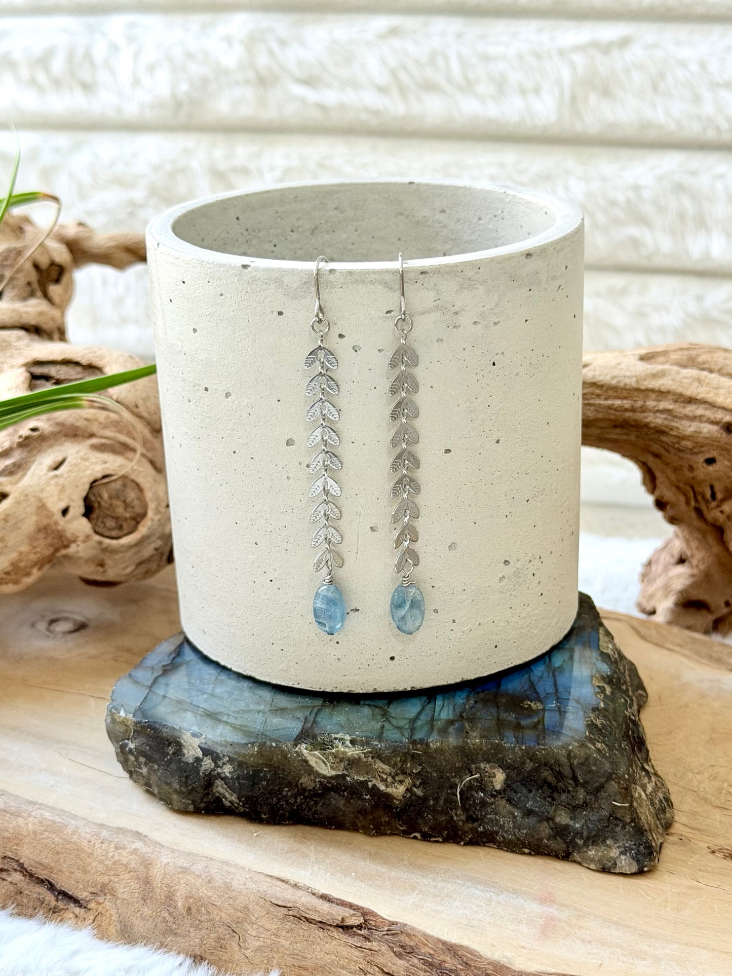 Kyanite + Silver Drop Earrings