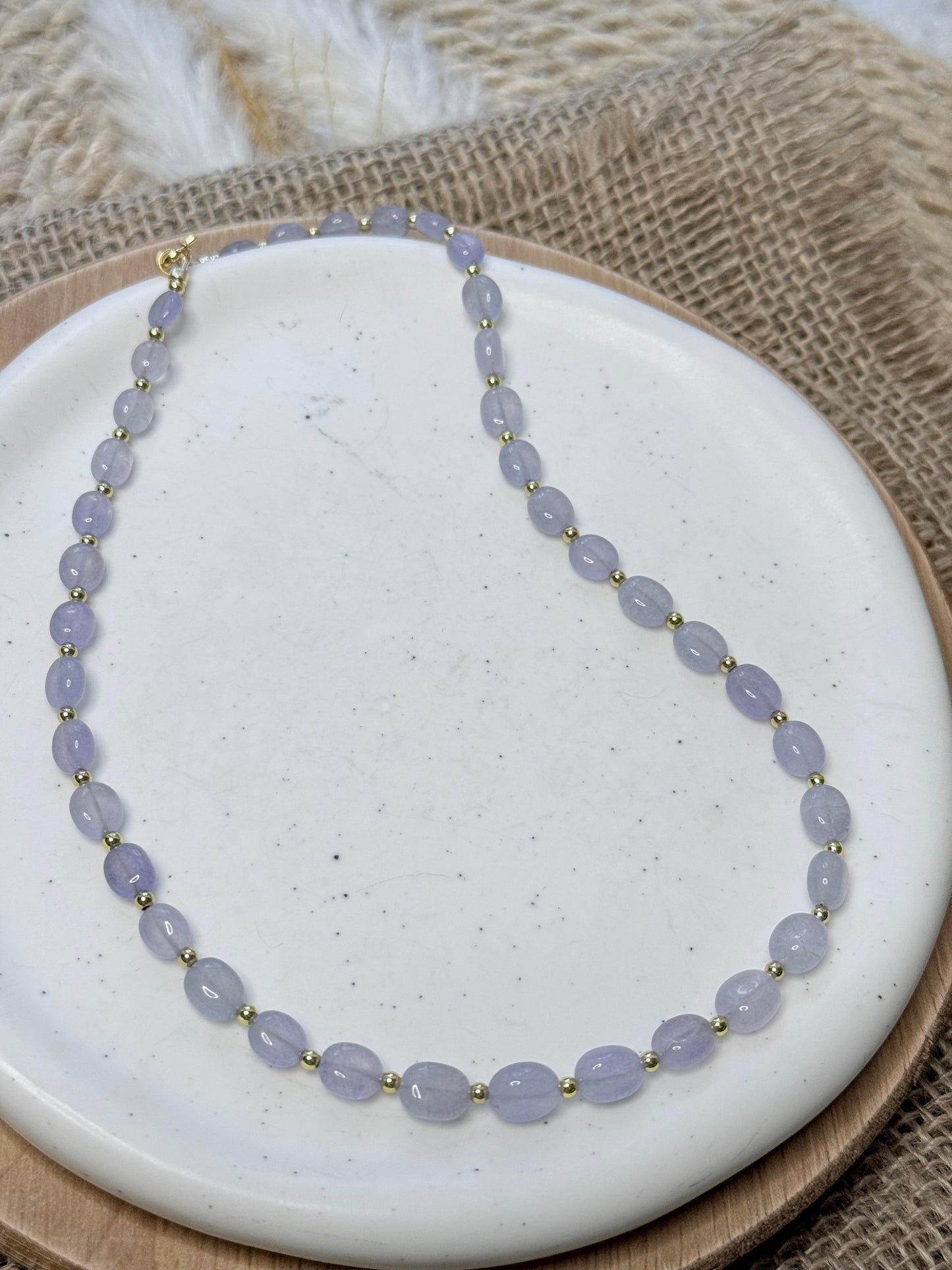 Lavender Quartz + Gold Beaded Necklace