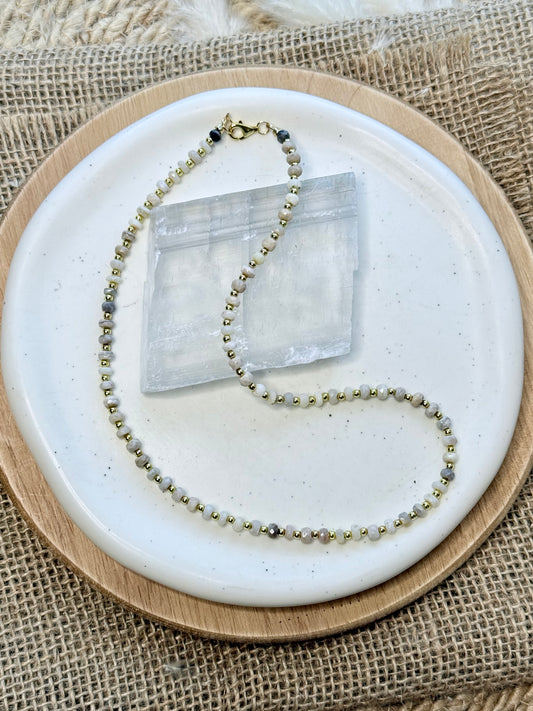 Australian Opal + Gold Beaded Necklace