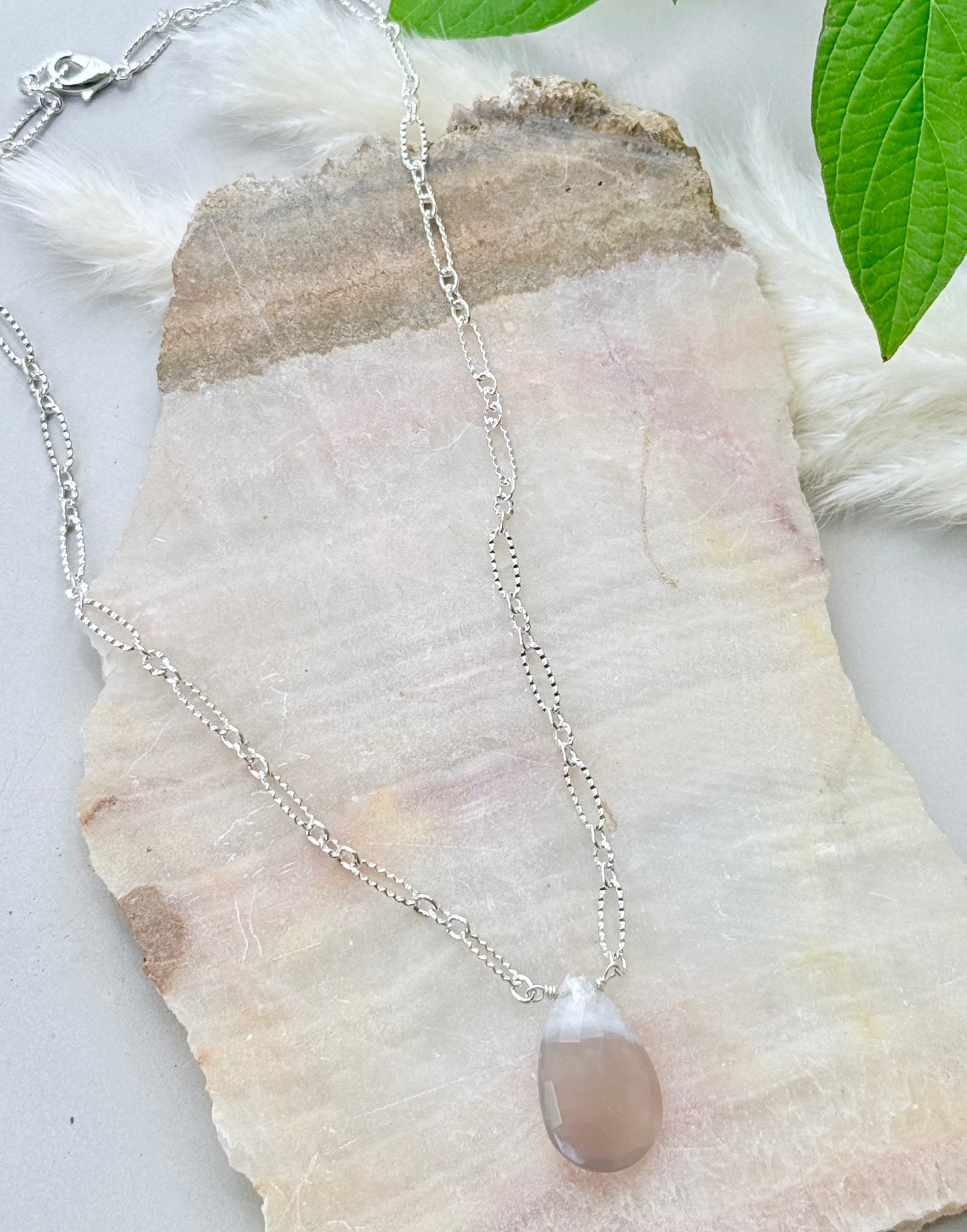 Solar Quartz + Silver Pendant Necklace