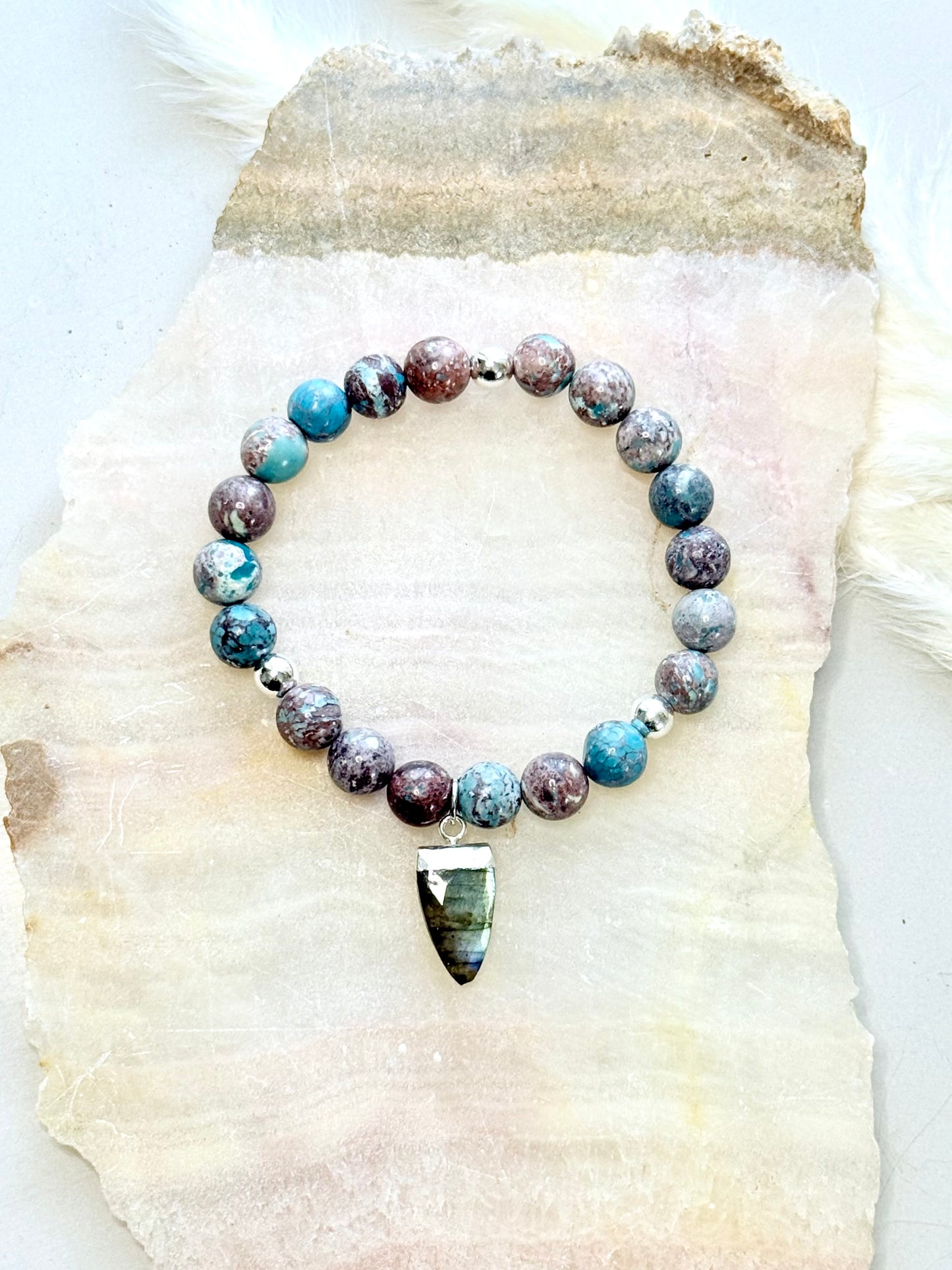 Nevada Turquoise + Gemstone Pendant Bracelet