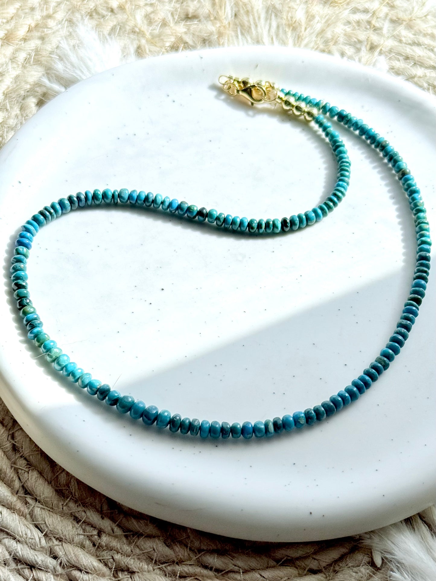 Luxe Blue Opal-Lime + Gold Beaded Necklace