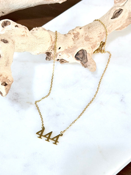 Dainty Gold Angel Number 444 Necklace