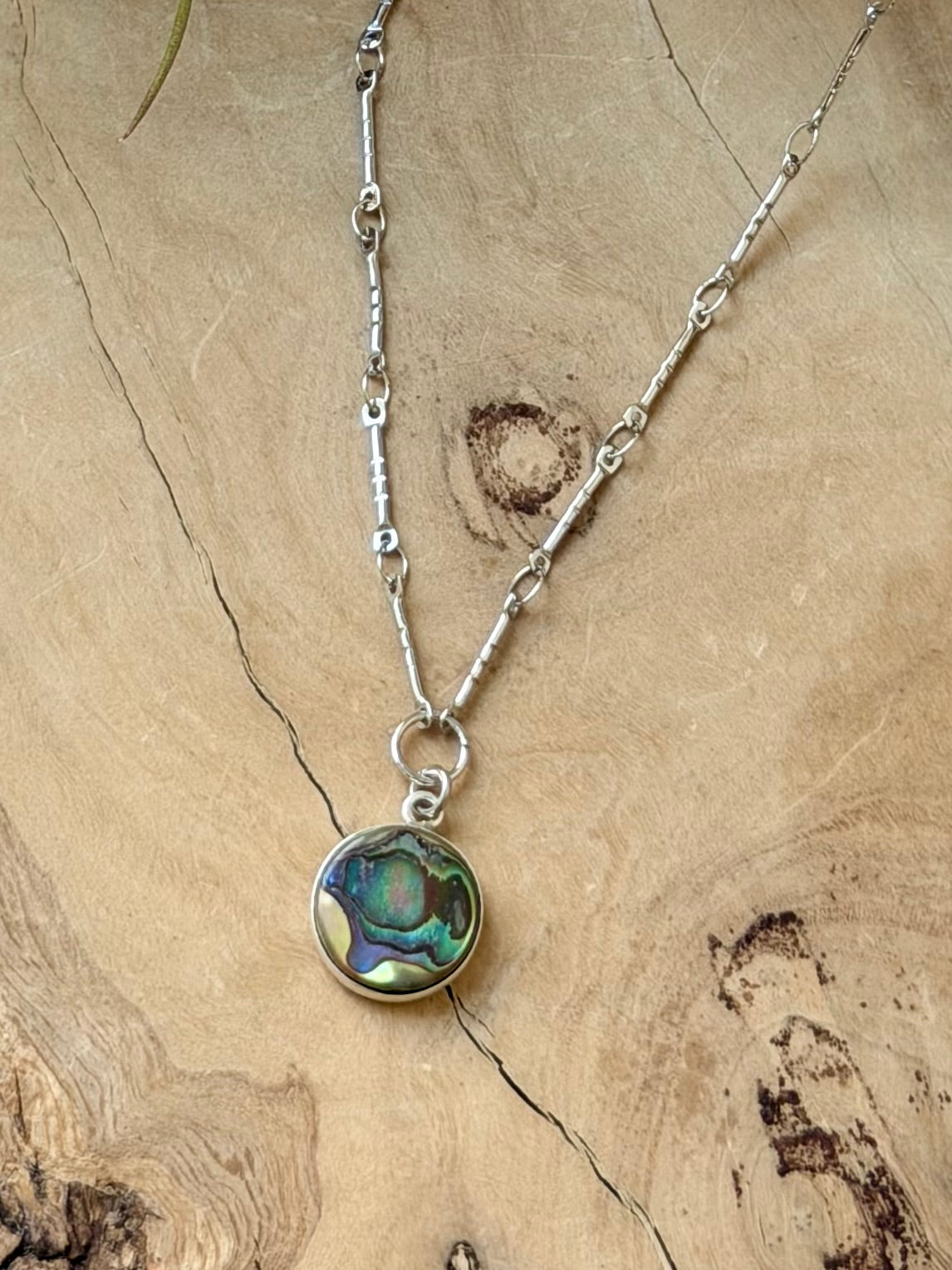 Abalone + Silver Stainless Steel Necklace