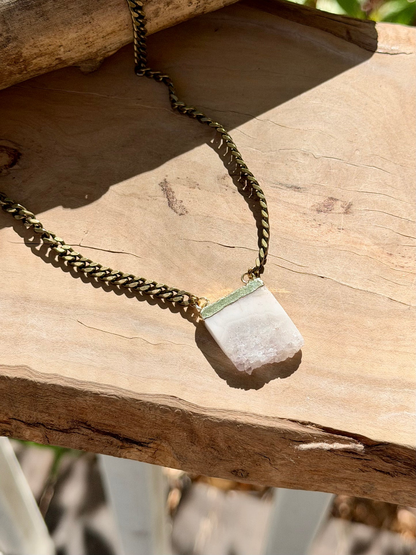 Amethyst Stalactite + Antique Brass Necklace