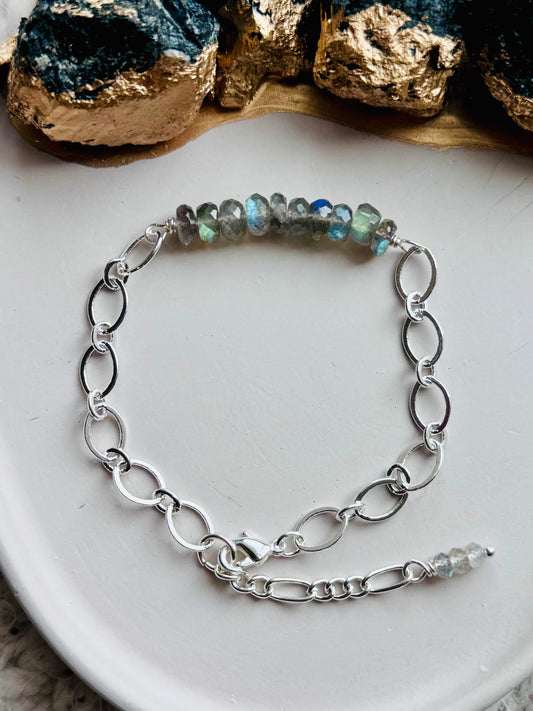 Labradorite + Silver Chain Bracelet