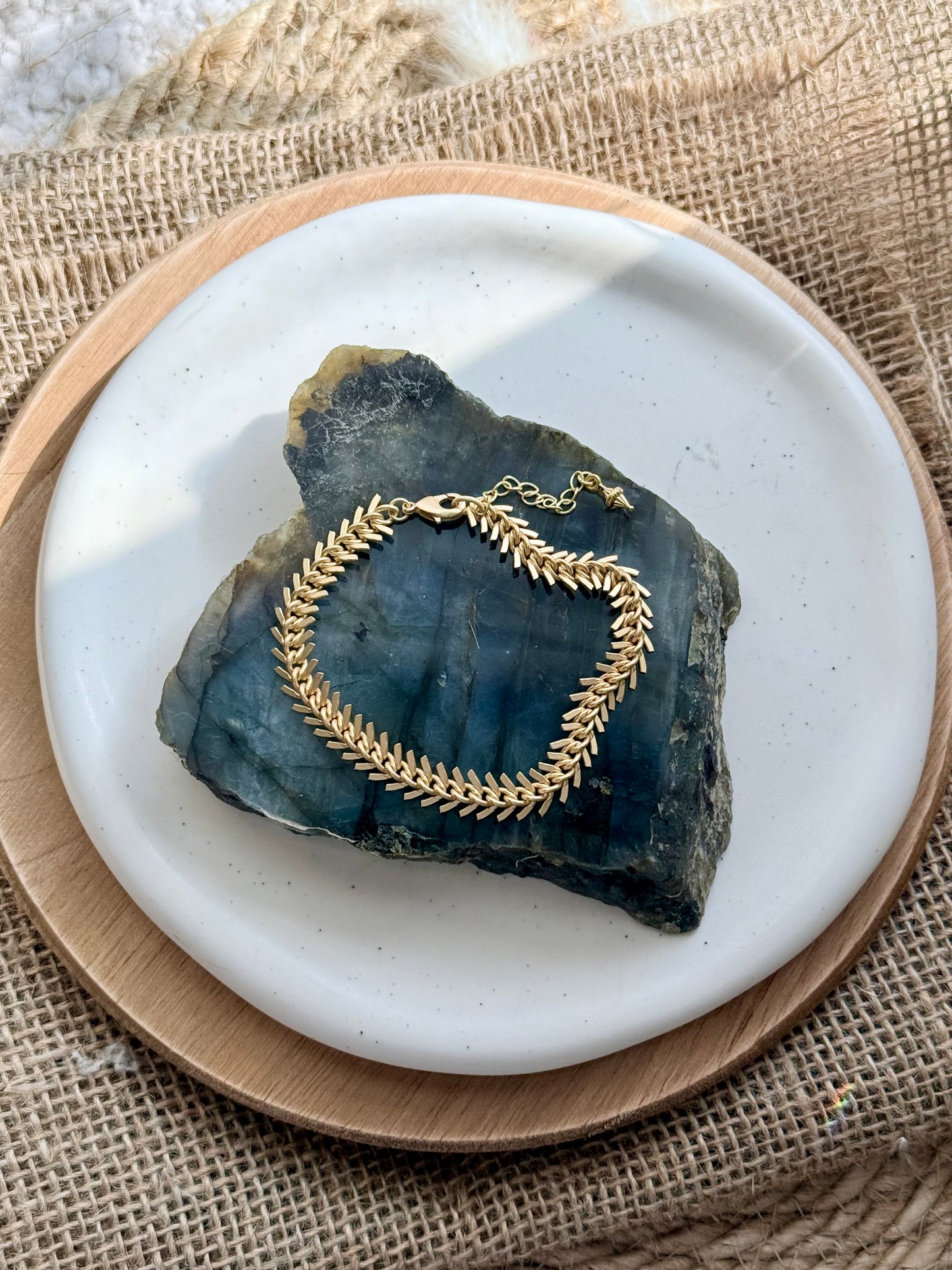 Matte Gold Fishbone Chain Bracelet