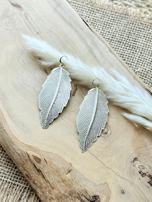 Antique Silver Leaf Earrings