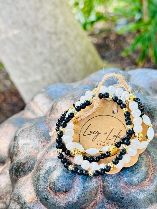 Black + White in Gold (4-stack)