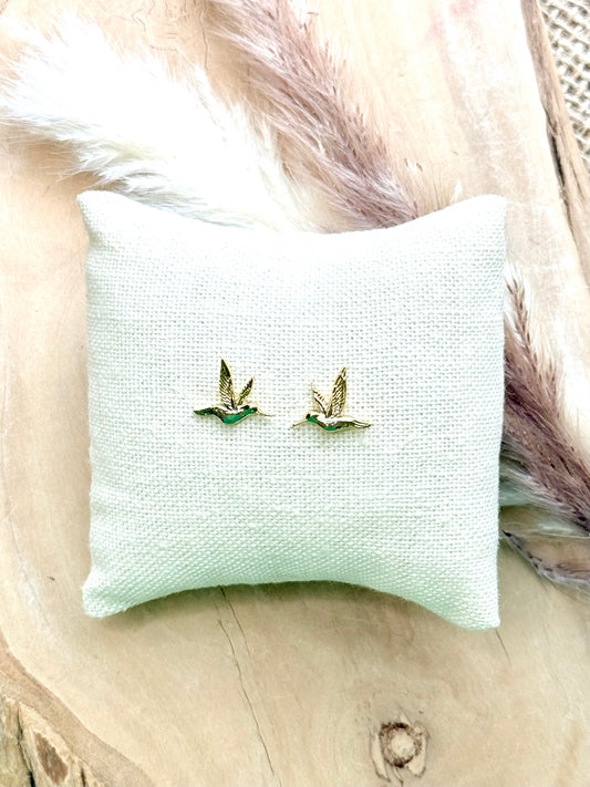 Gold Hummingbird Mini Stud Earrings