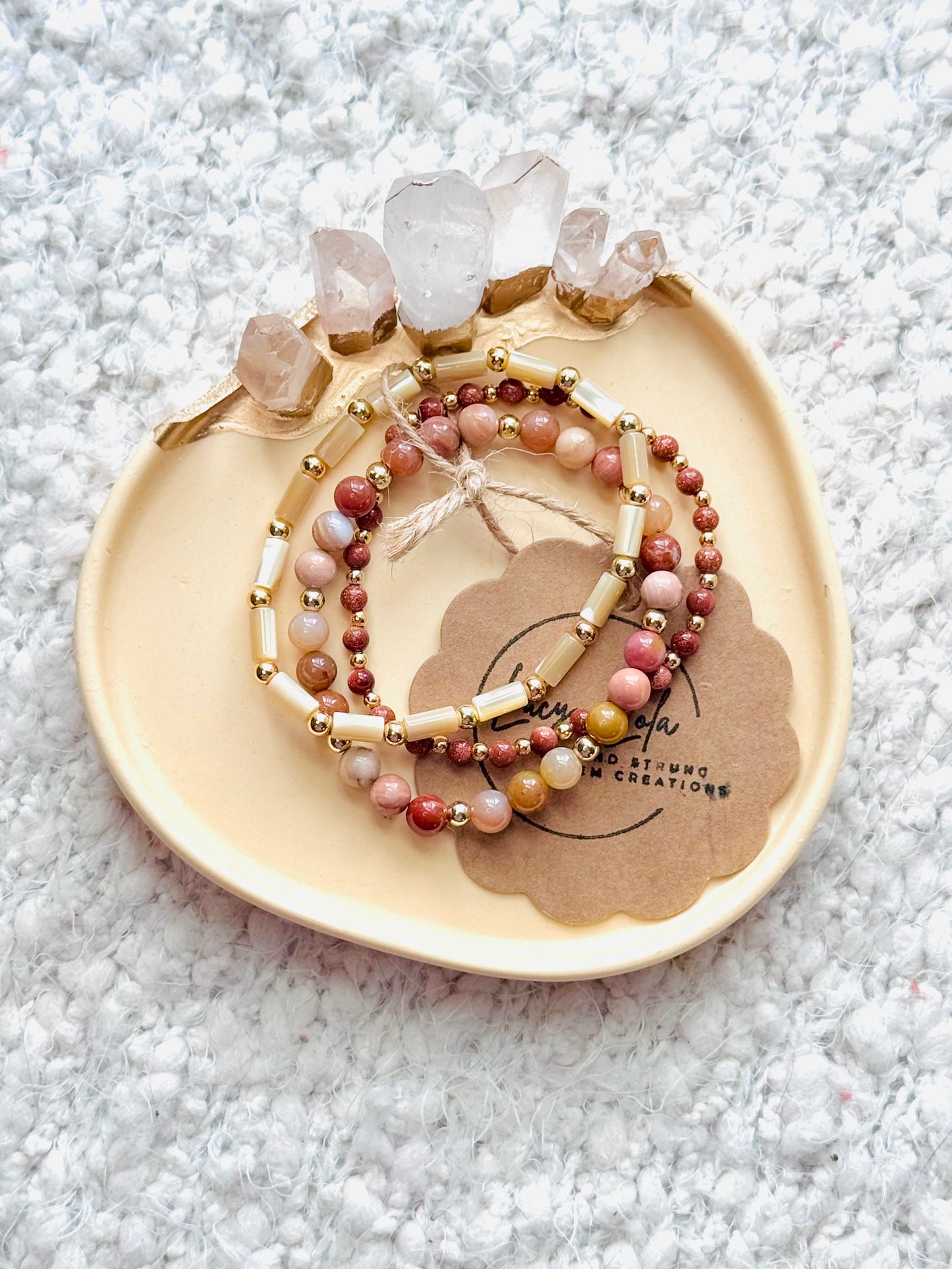 Red + Ivory in Gold Stack (3-stack)