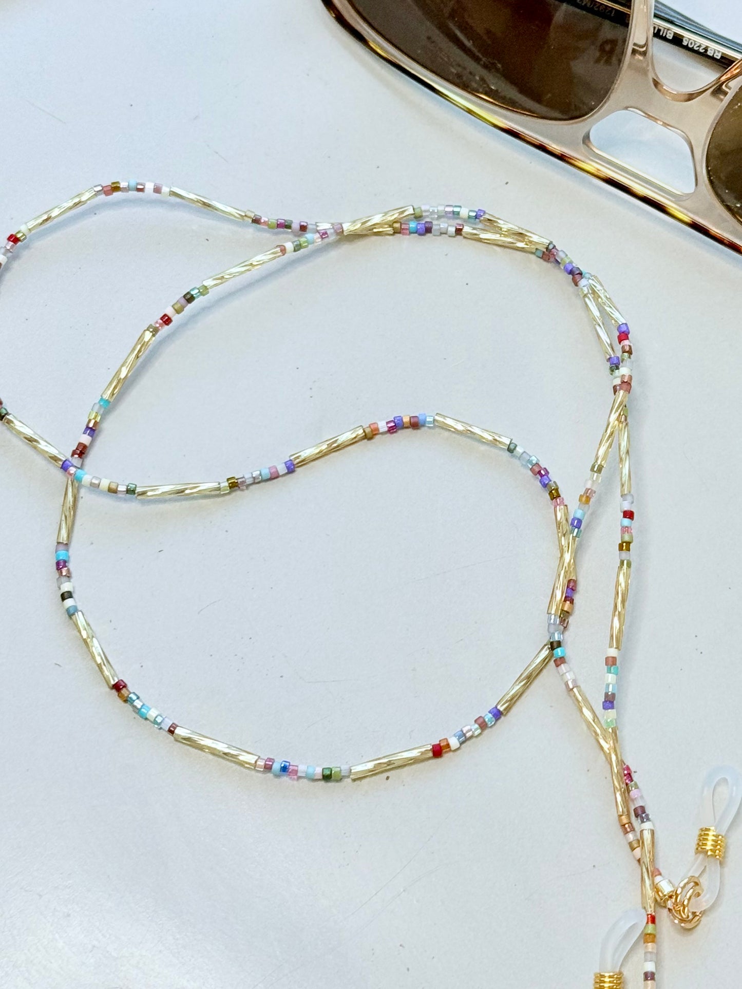 Mixed Gems + Gold Glasses Strap