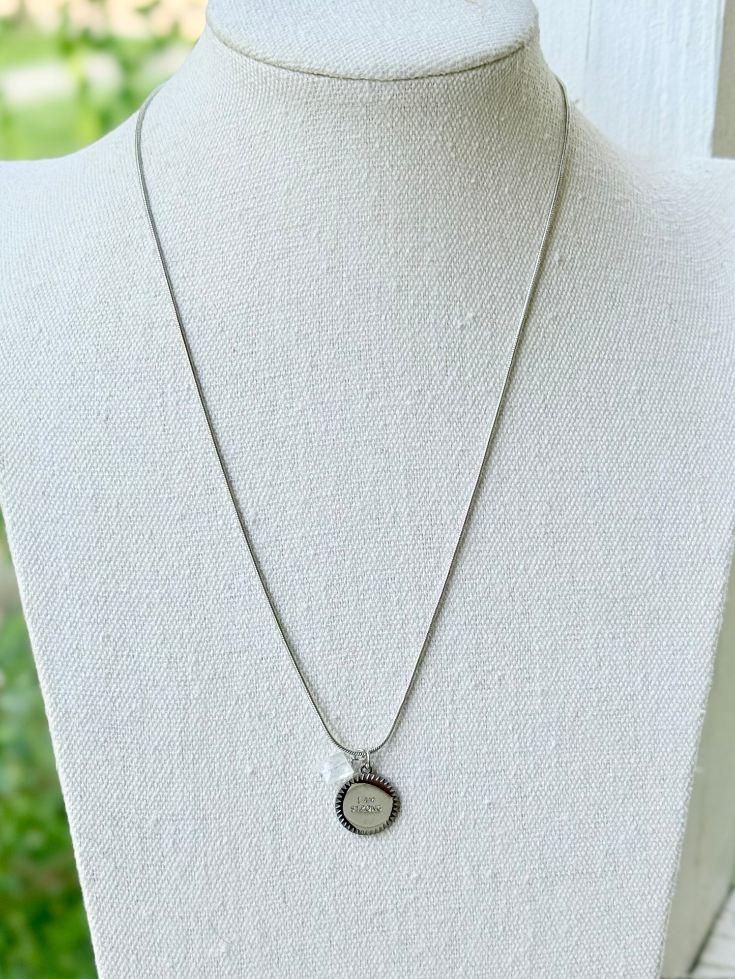 I AM STRONG: Moonstone + Stainless Steel Necklace
