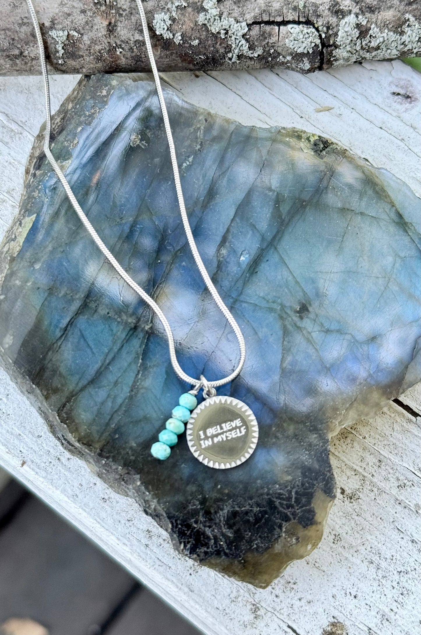 I BELIEVE IN MYSELF: Turquoise + Stainless Steel Necklace