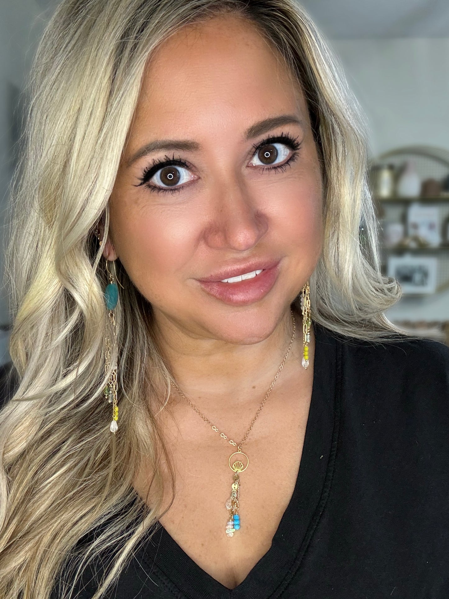 Mixed Gems + Matte Gold Mermaid Necklace