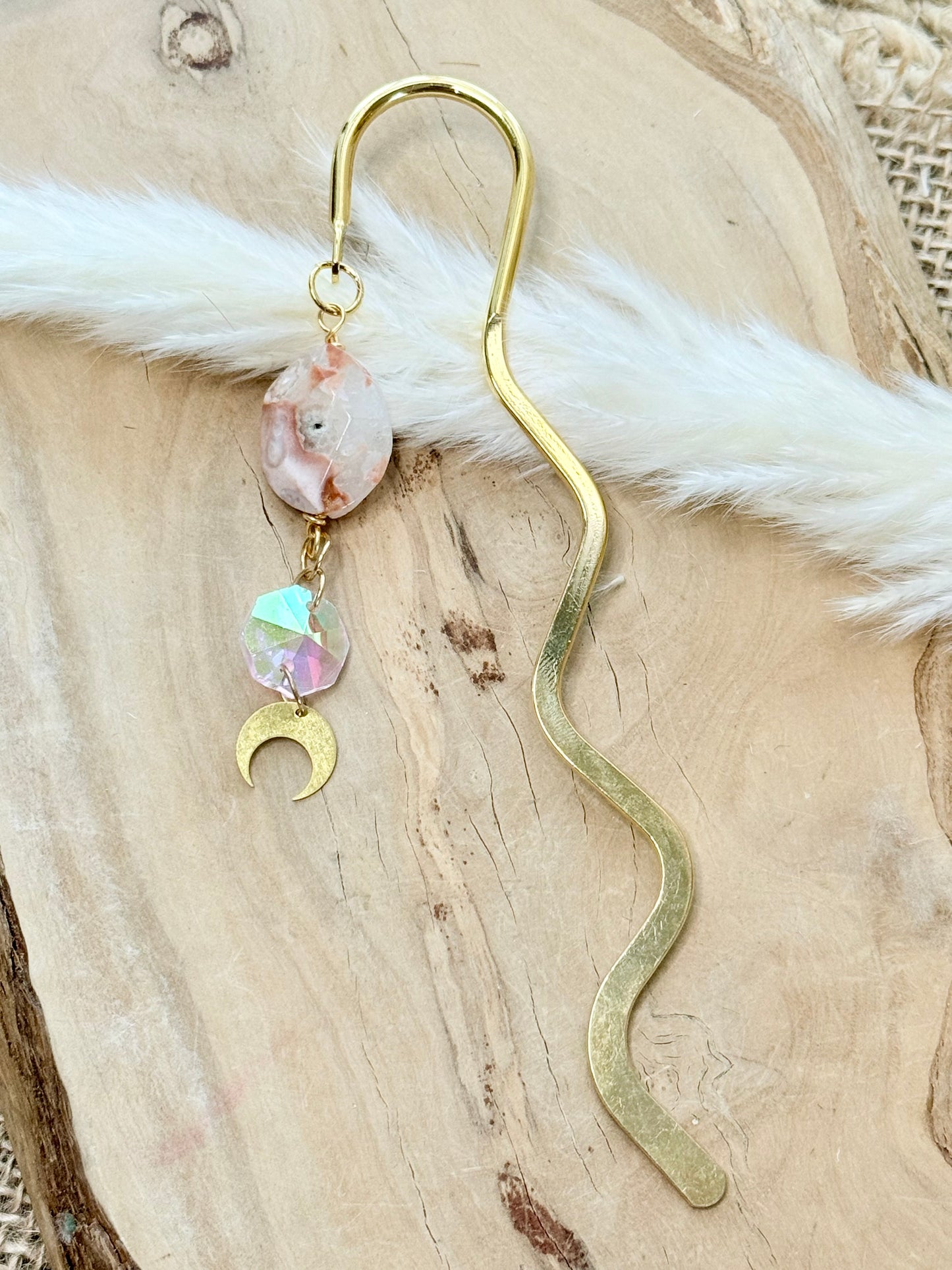 Cherry Blossom Agate + Gold Plant Stake
