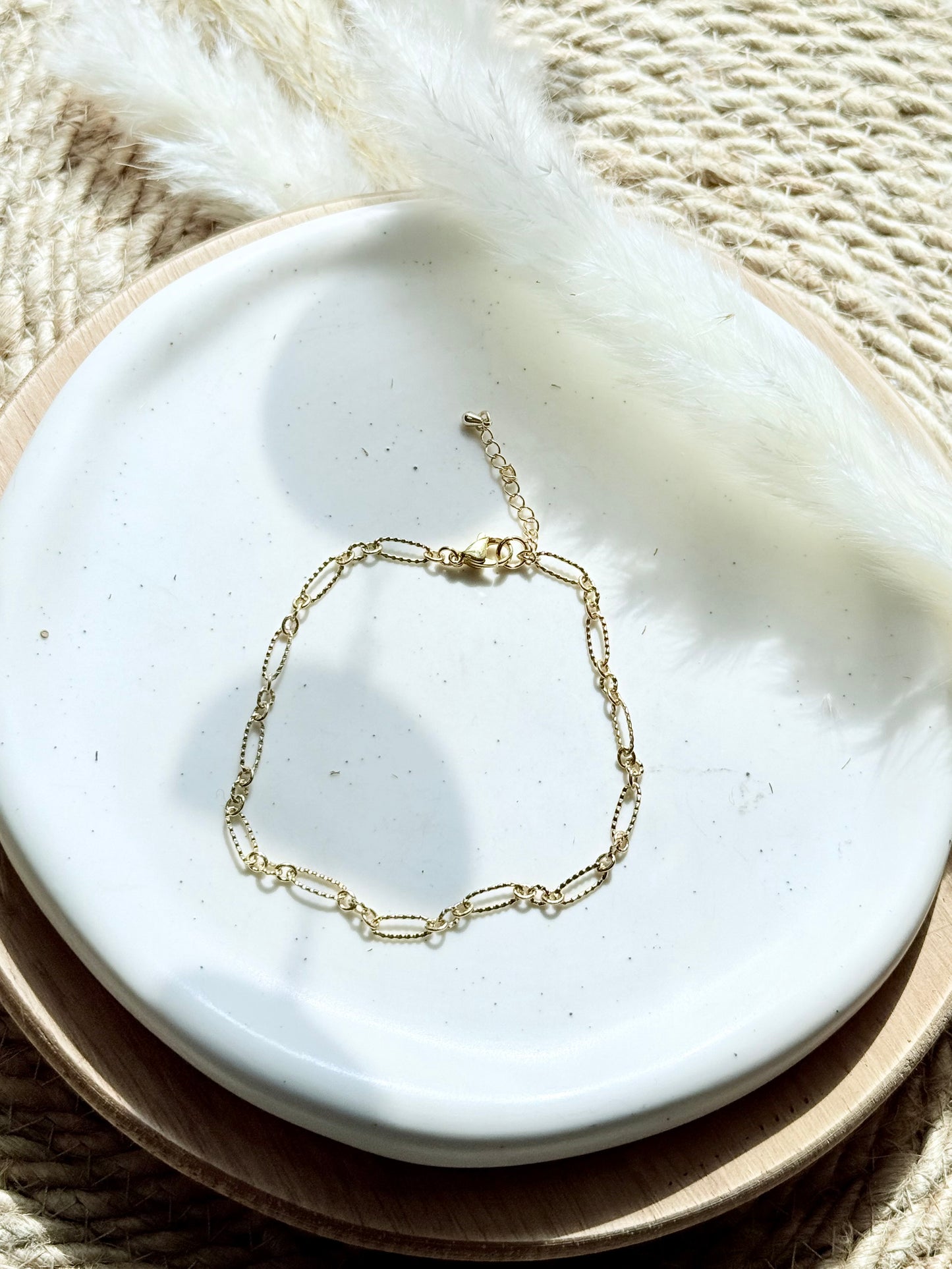 Gold Long + Short Embossed Chain Anklet