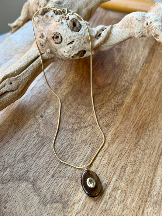 Smokey Quartz + Citrine Gold Necklace