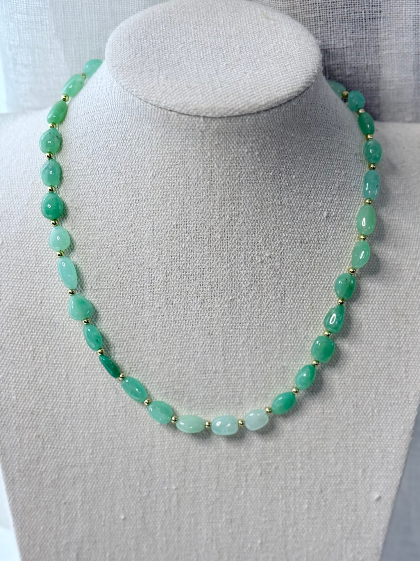 Luxe Ombre Australian Chrysoprase + Gold Beaded Necklace