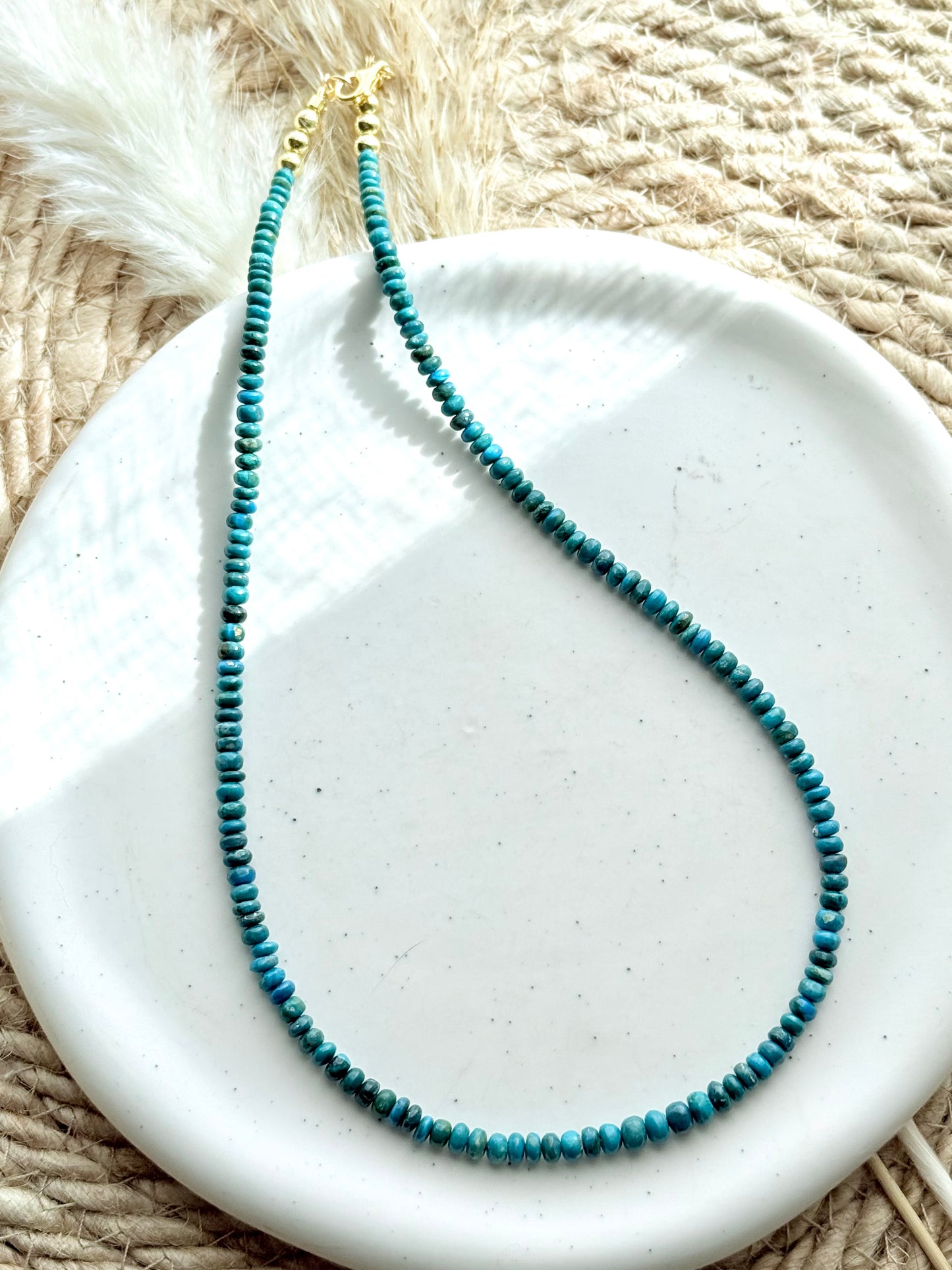 Luxe Blue Opal-Lime + Gold Beaded Necklace