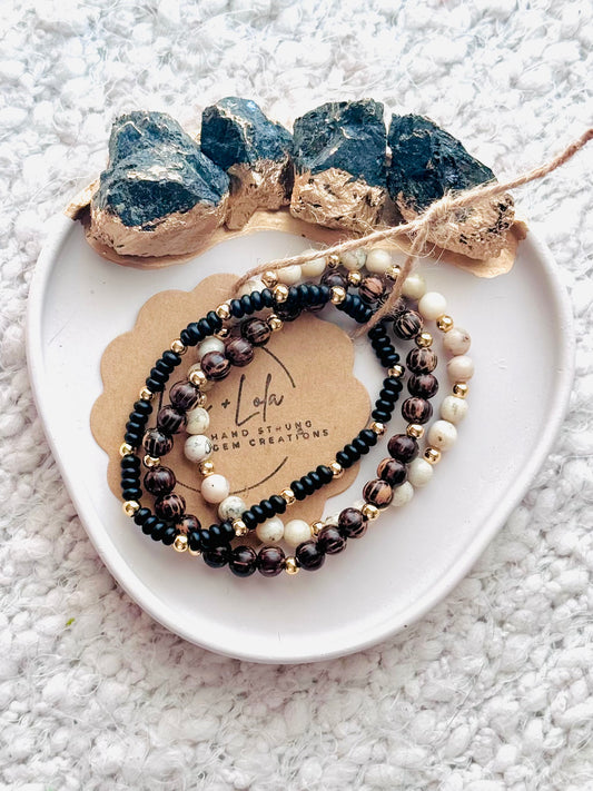 Black + Brown in Gold Stack (3-stack)