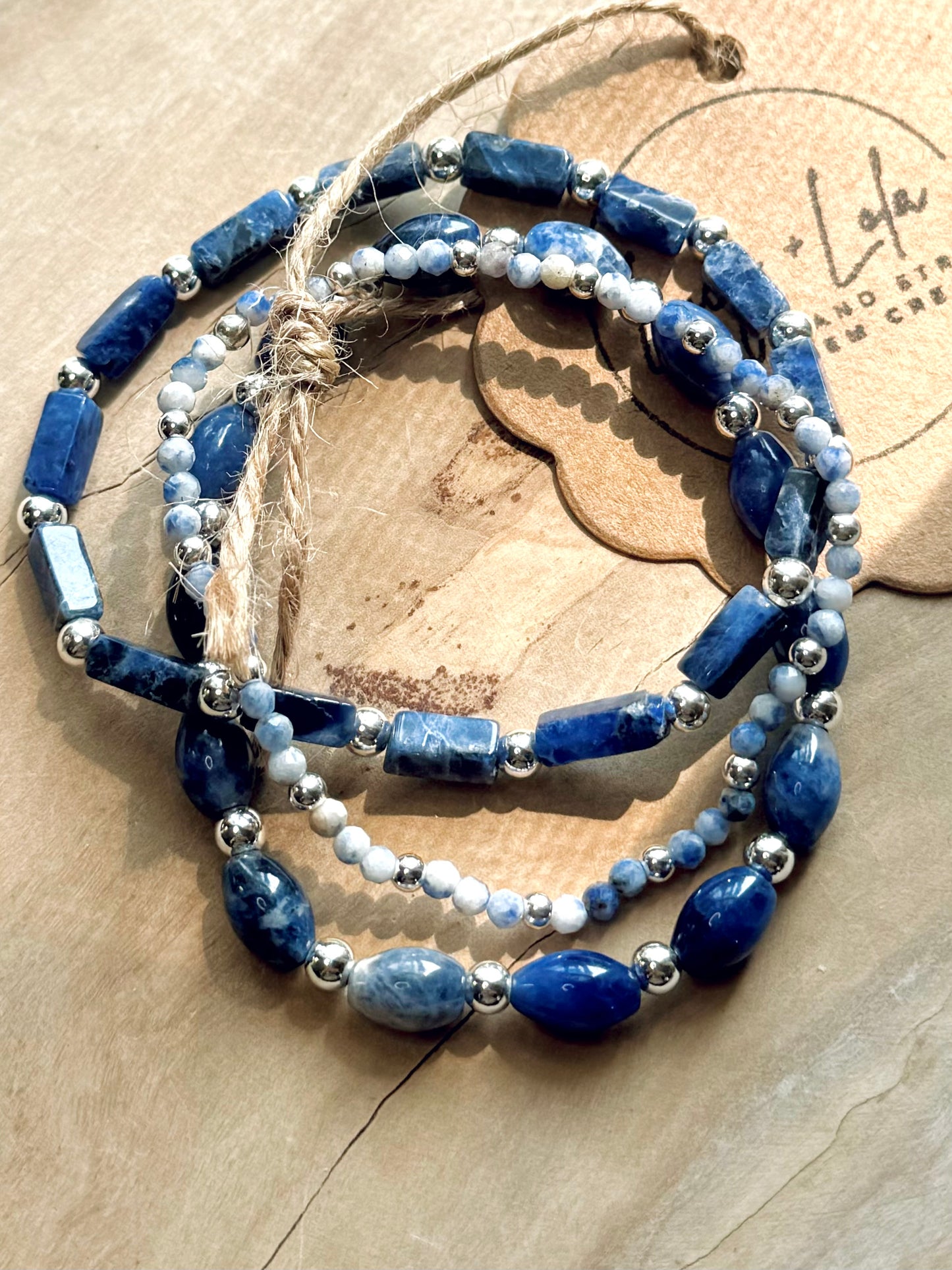 Sodalite + Silver Stack (3-stack)
