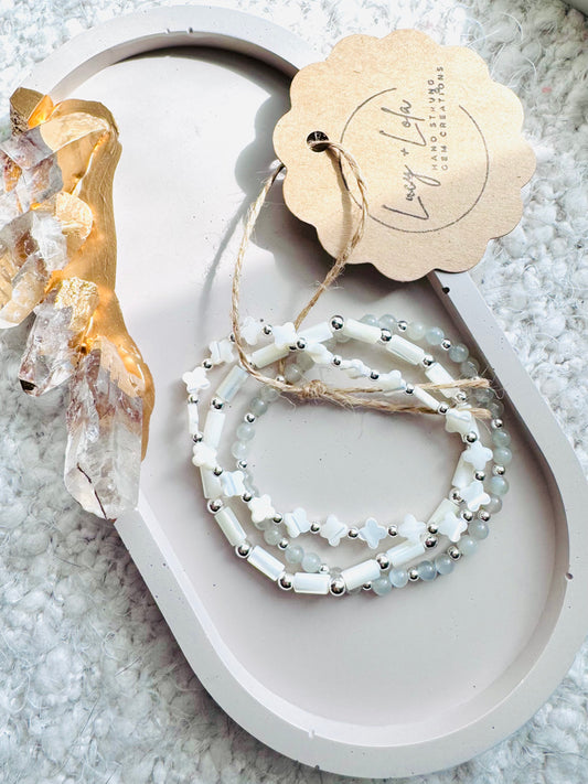 White + Gray in Silver (3-stack)