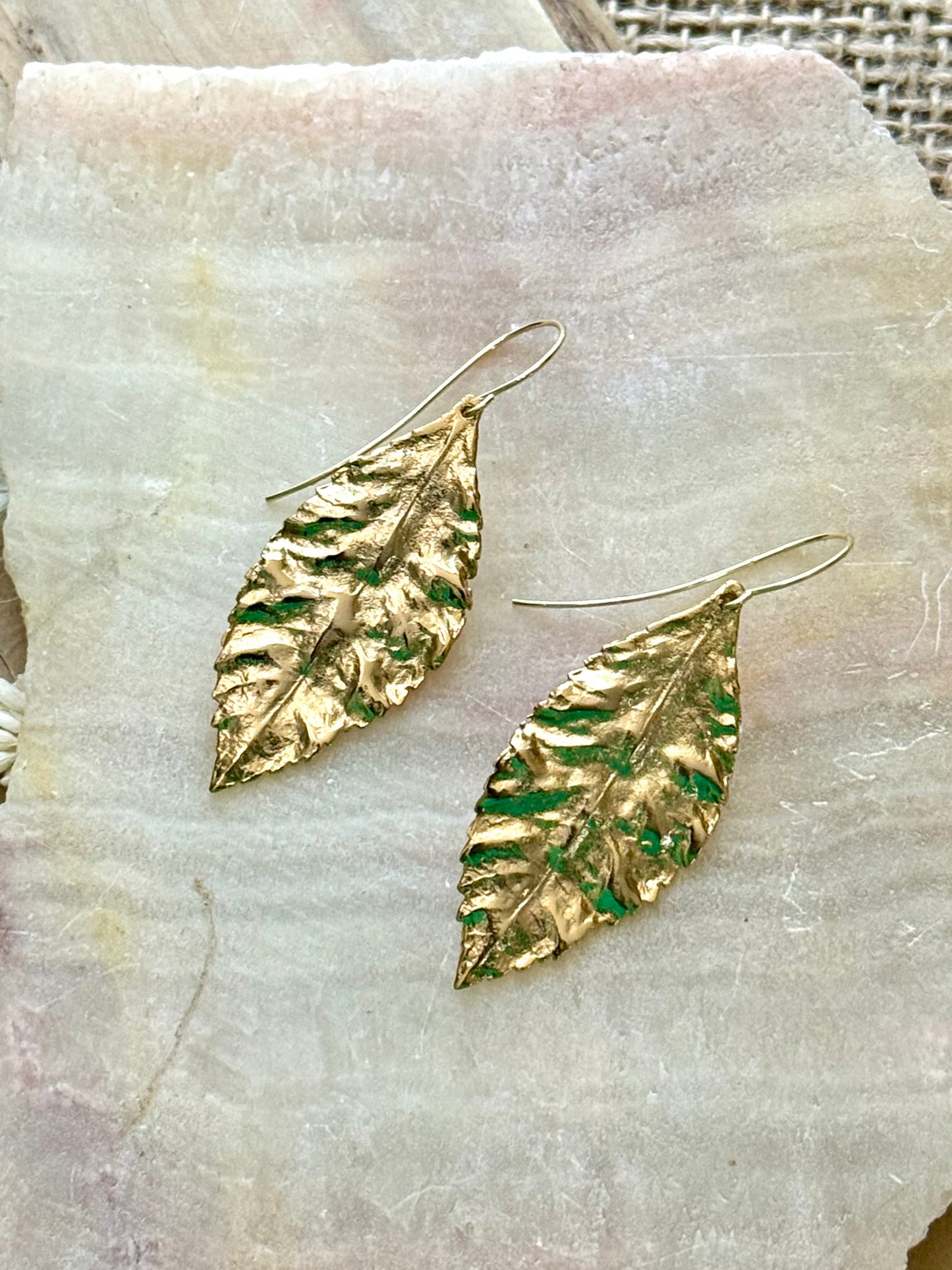 Crinkled Gold Leaf Earrings