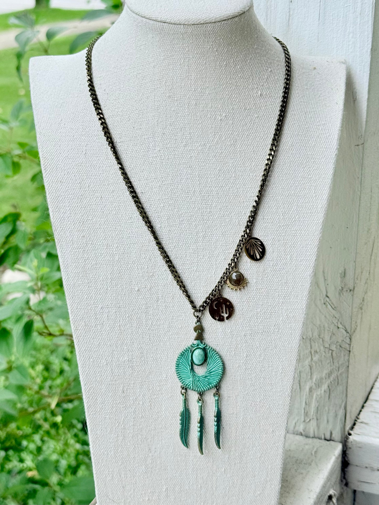 Patina Dreamcatcher + Mixed Metal Necklace