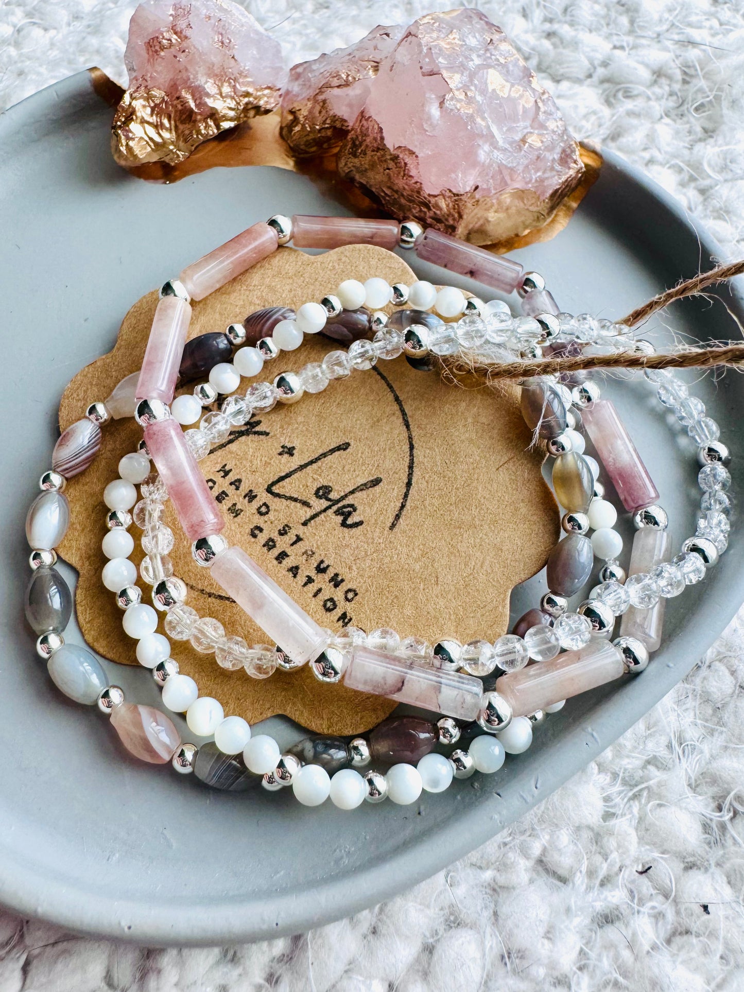 Mauve + Silver (4-stack)