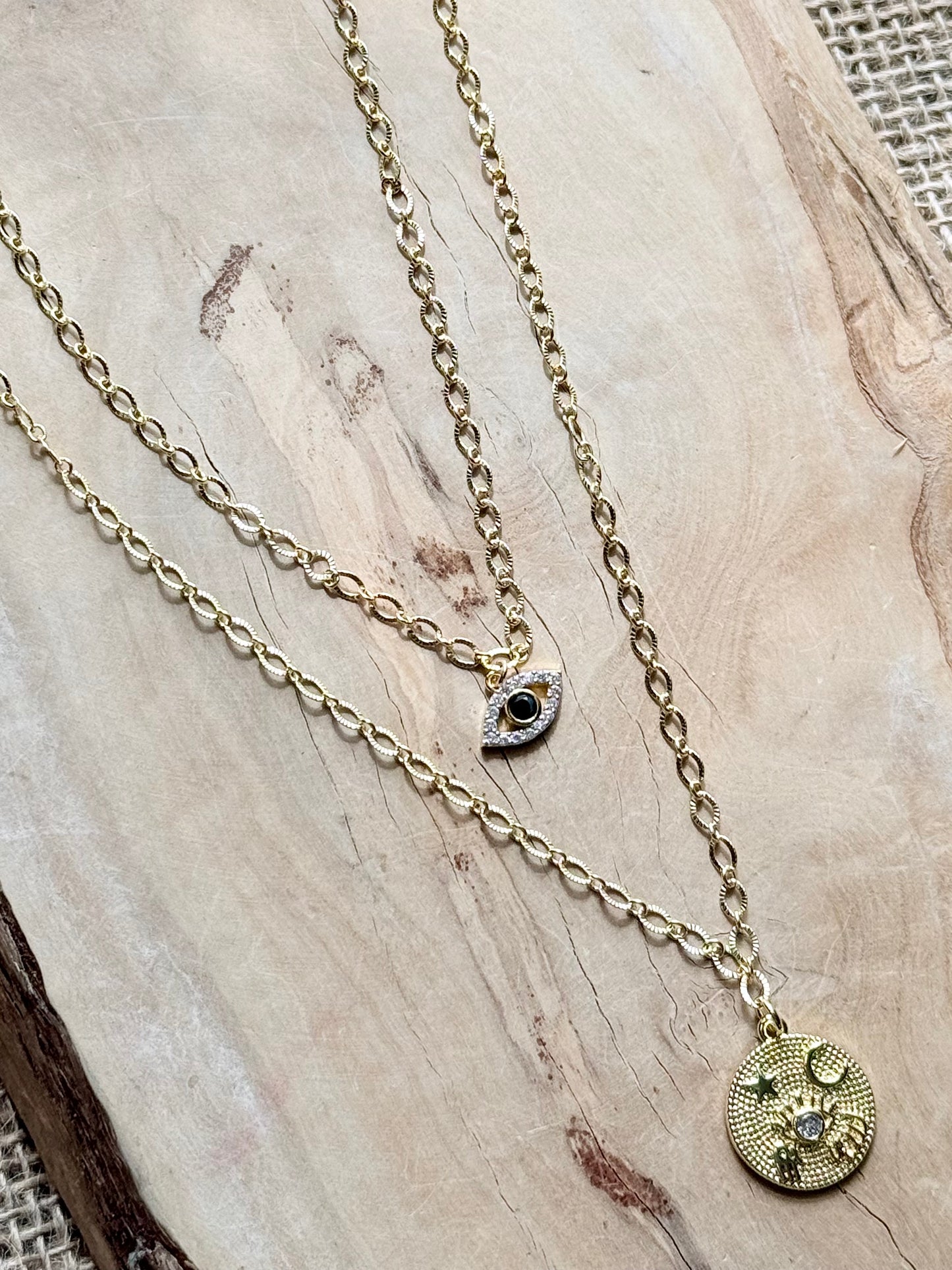 Black Evil Eye + Gold Duet Necklace