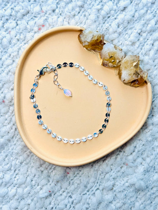 Silver Sequin Chain Anklet