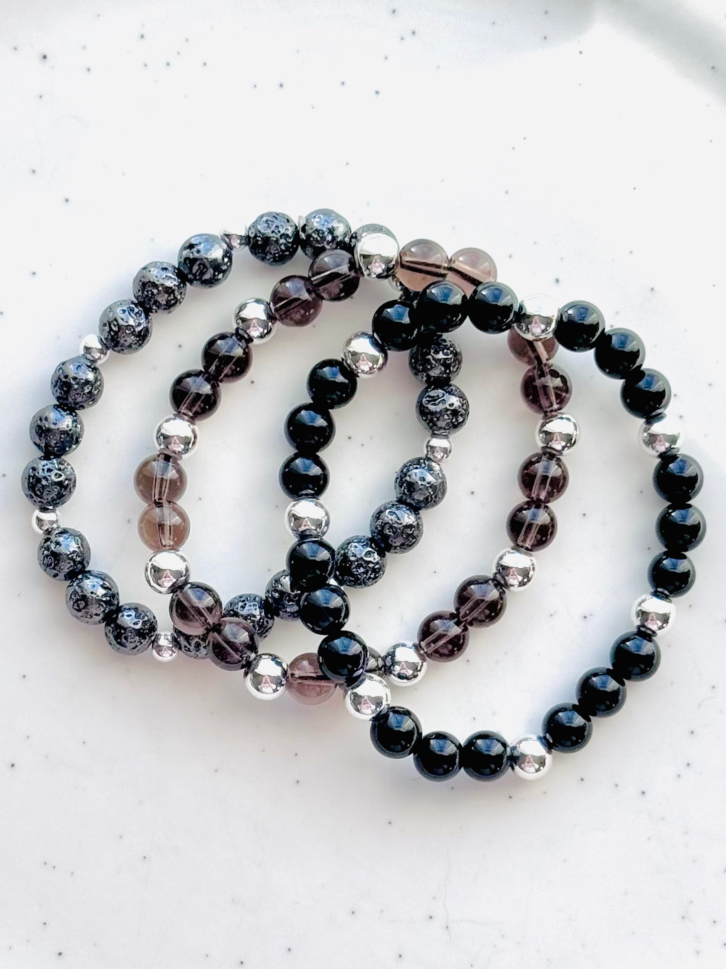 Gray + Black in Silver (3-stack)