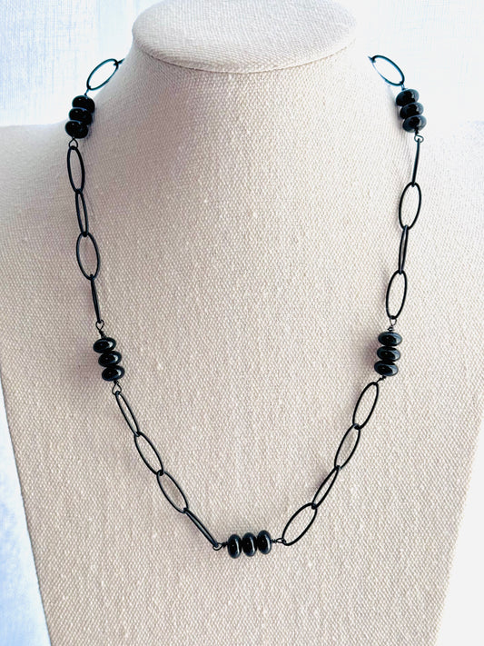 Matte Black + Black Onyx Necklace