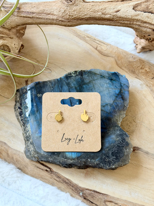 Middle Finger Stainless Steel Stud Earrings