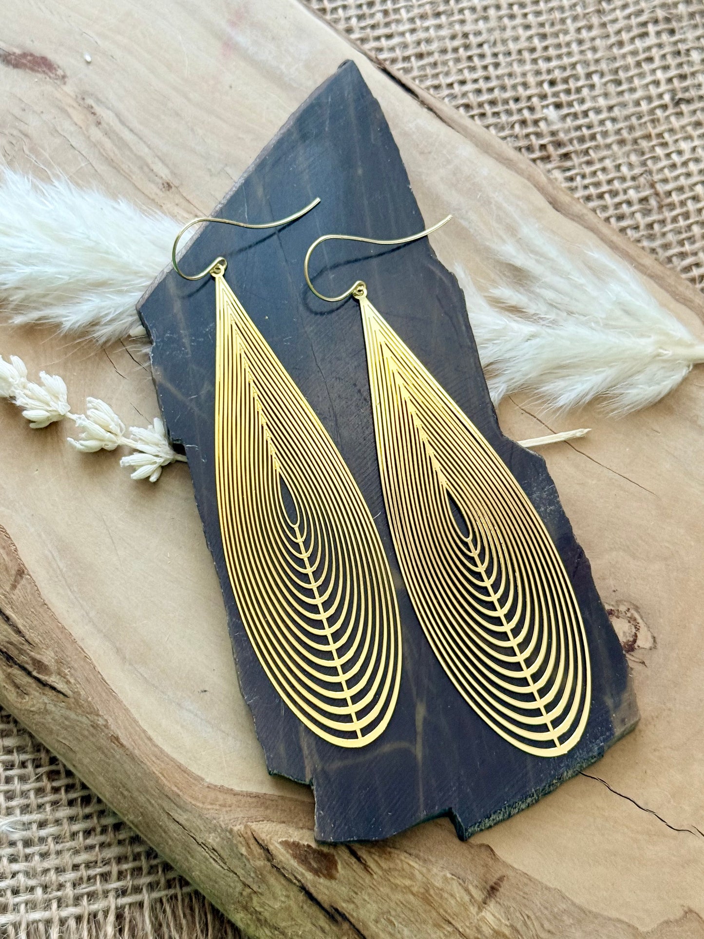 Gold Teardrop Leaf Earrings
