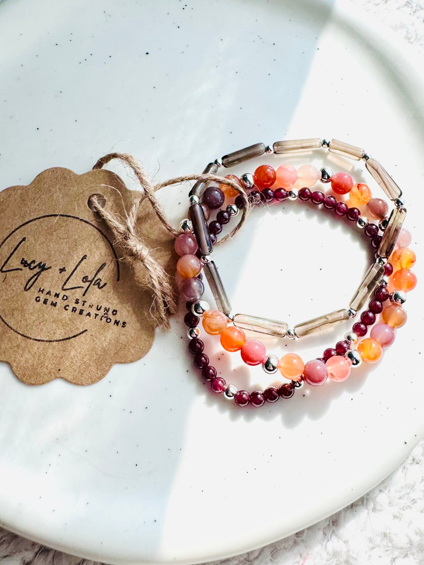 Pink + Red in Silver Stack (3-stack)