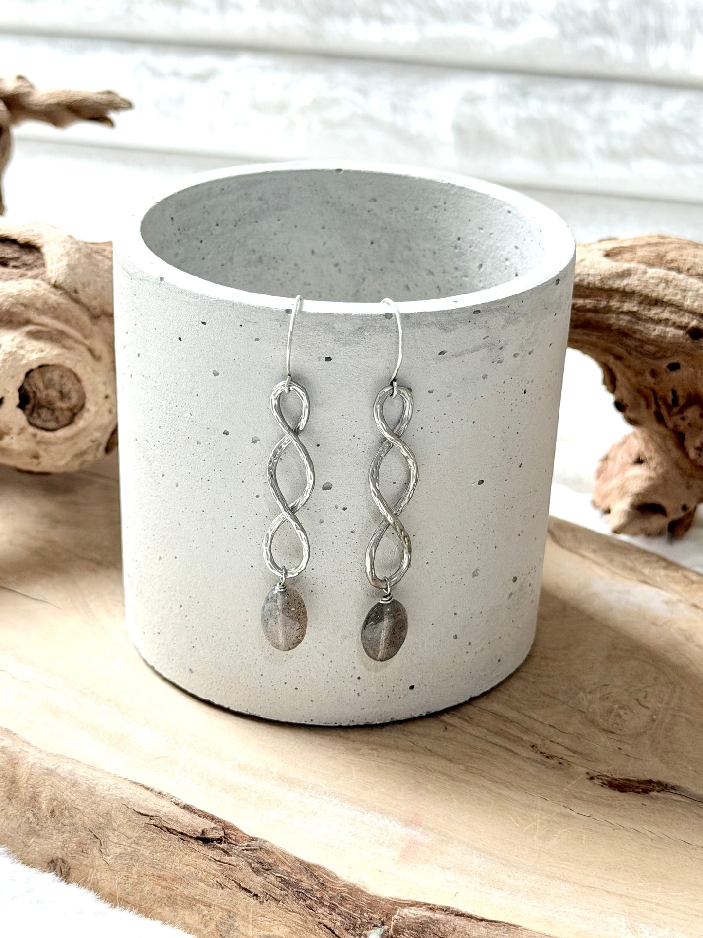 Labradorite + Matte Infinity Earrings