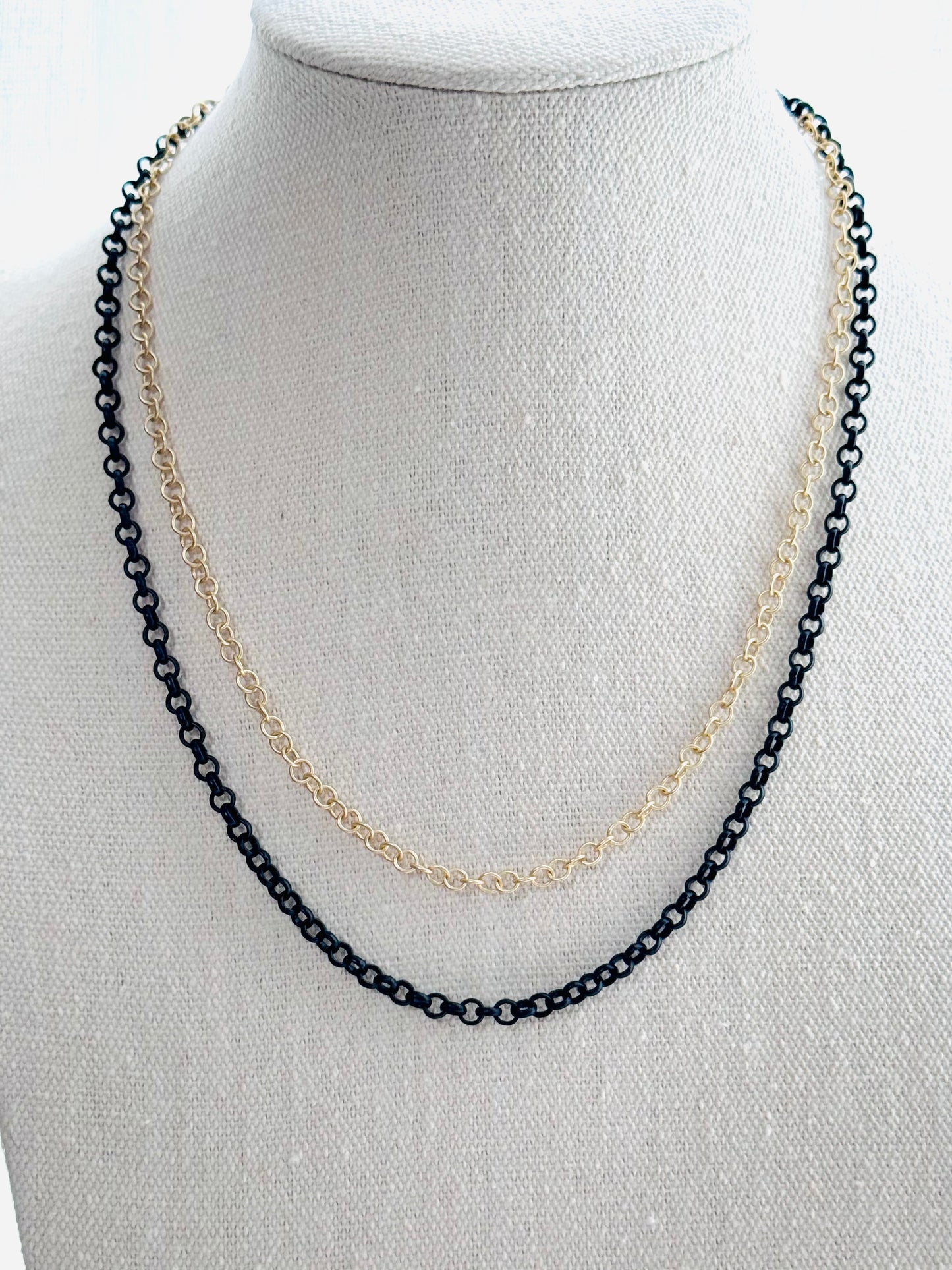 Matte Black + Matte Gold Bubble Duet Necklace