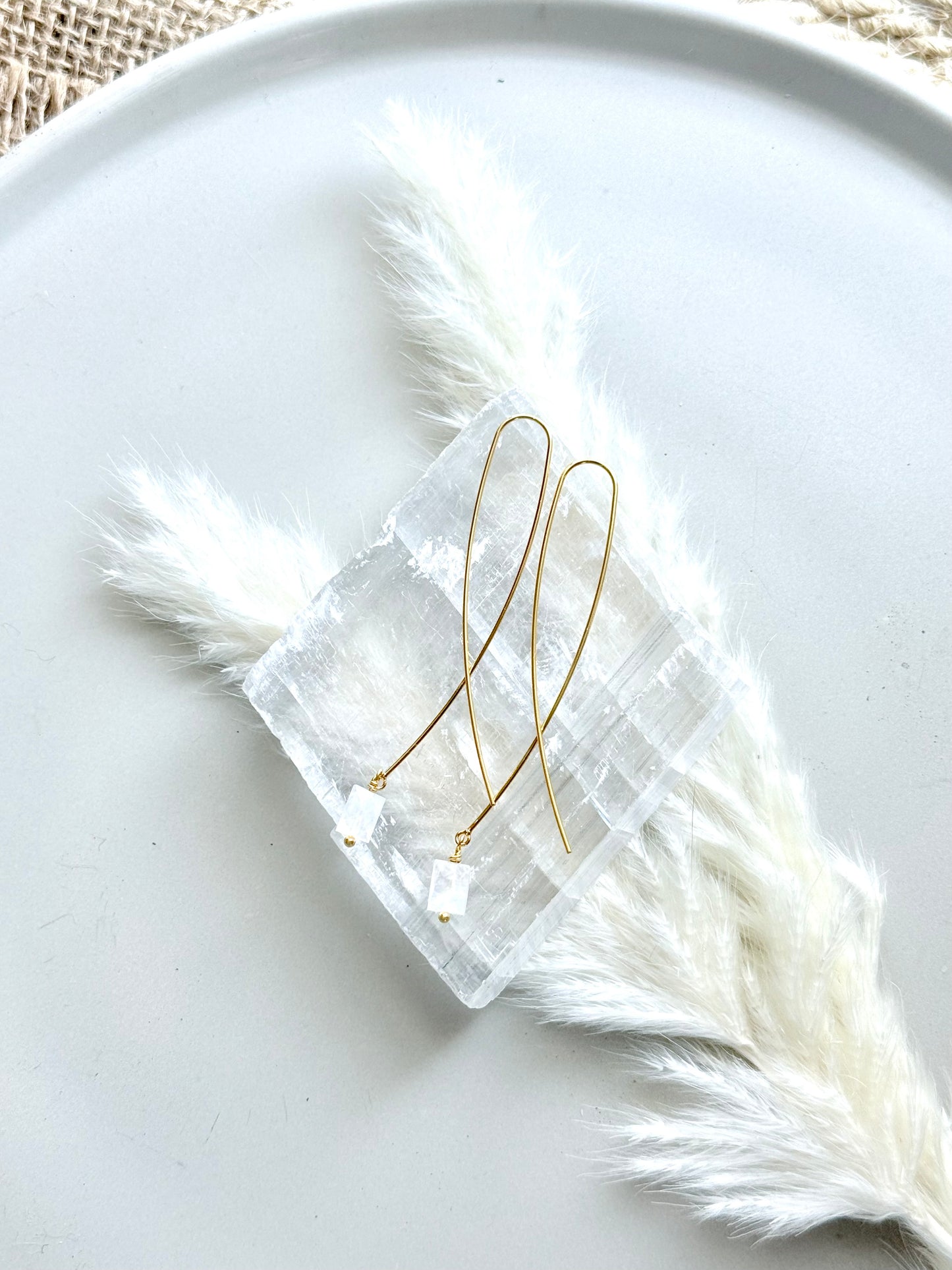 Moonstone + Gold Twister Threader Earrings