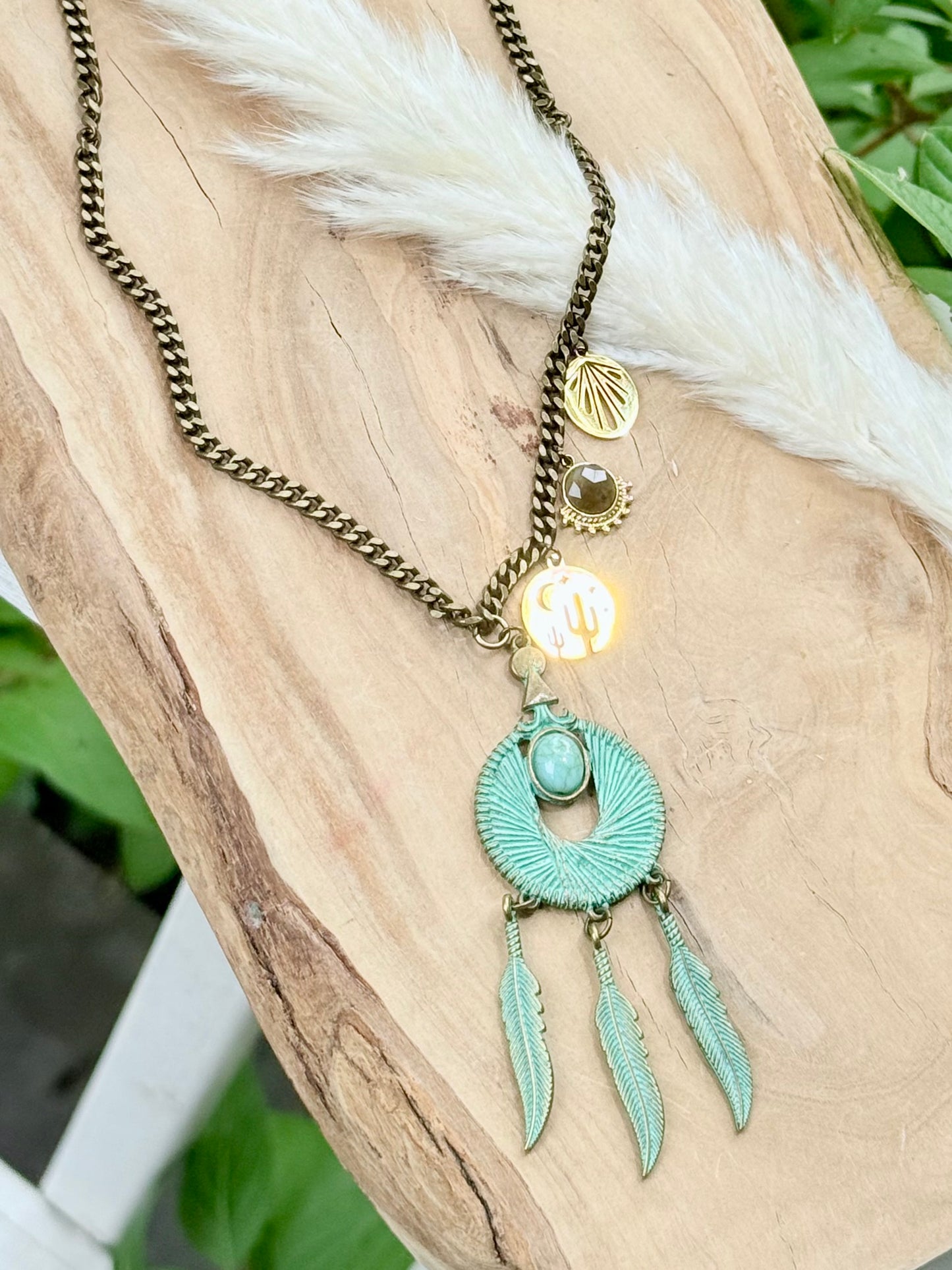 Patina Dreamcatcher + Mixed Metal Necklace