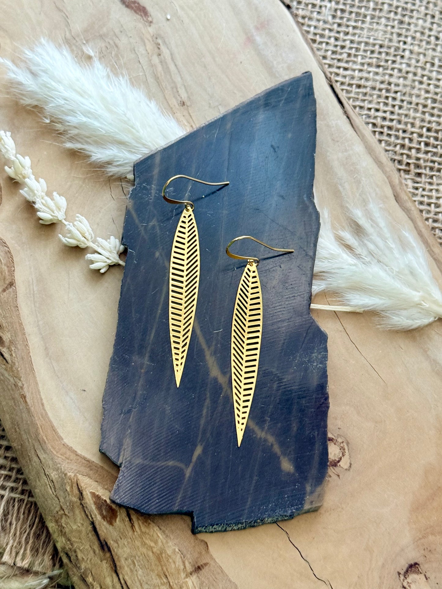 Skinny Gold Leaf Earrings