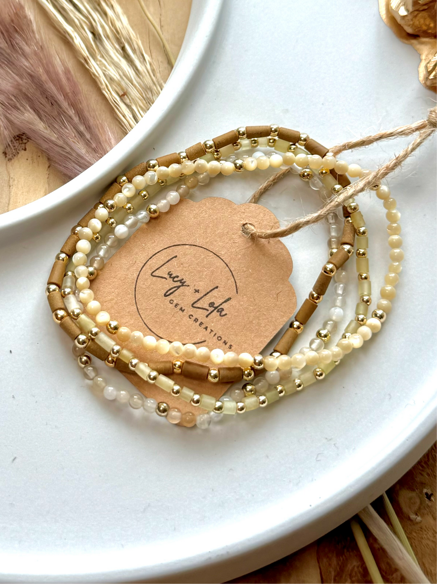 Tan + Cream in Gold Stack (4-stack)