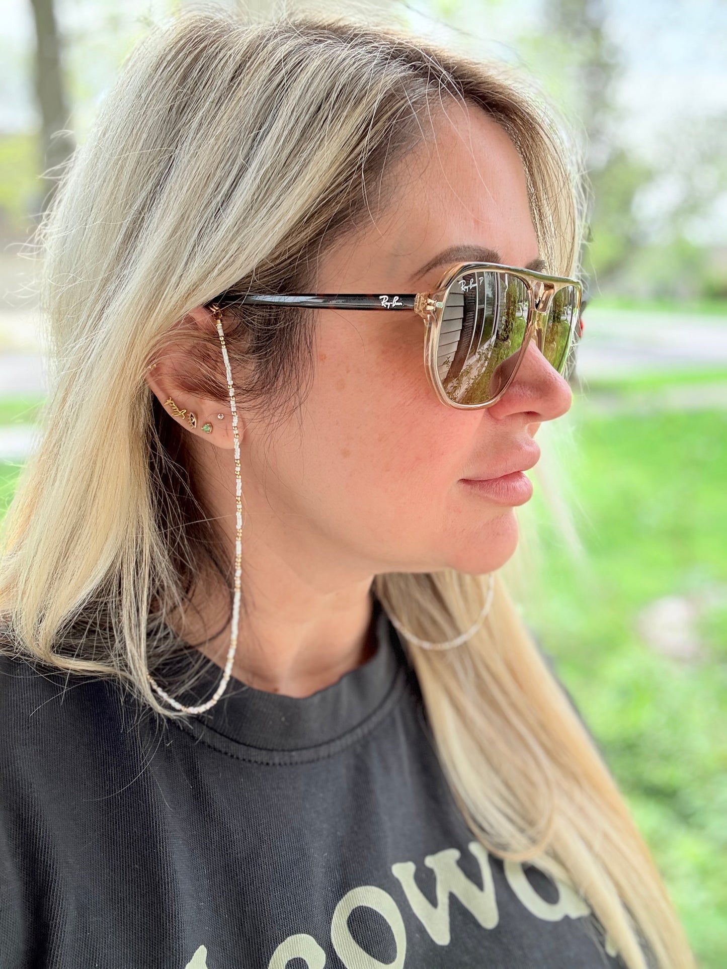 Mixed Gems + Gold Glasses Strap