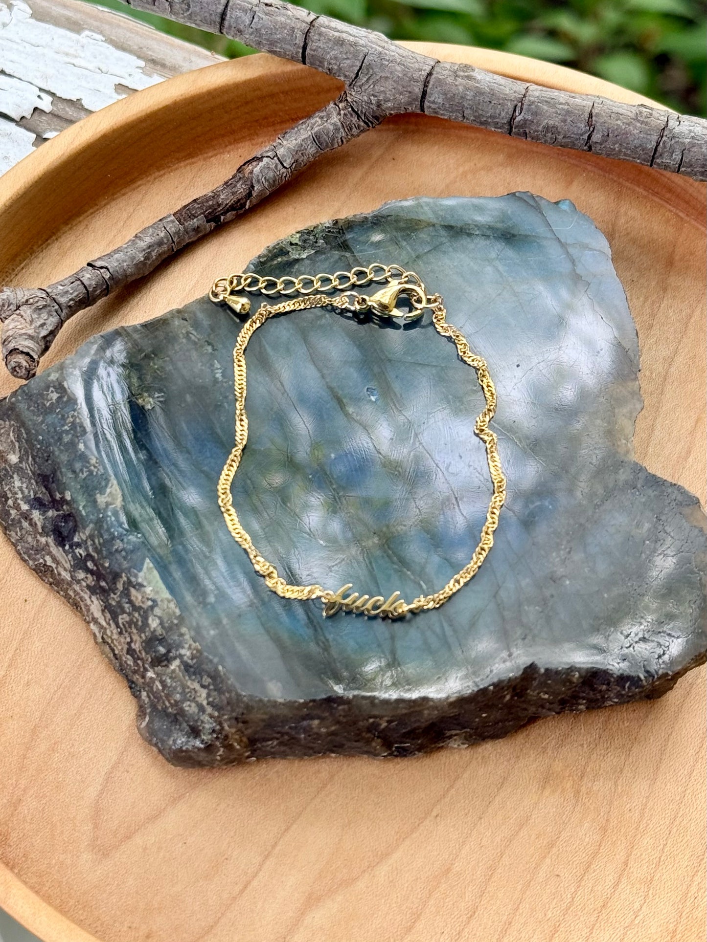 Gold Stainless Steel Fuck Bracelet