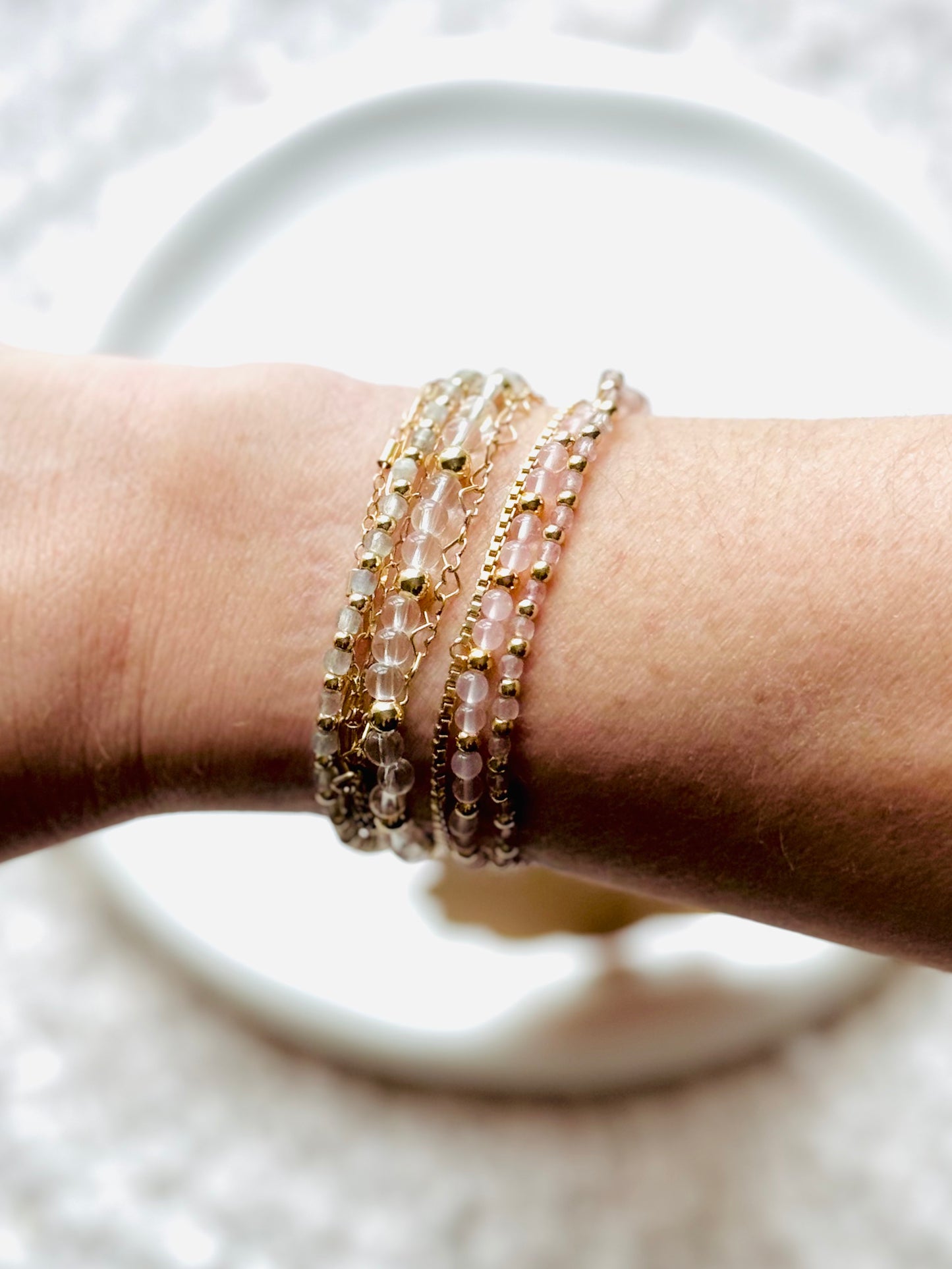 Pink + Gray in Gold (4-stack)