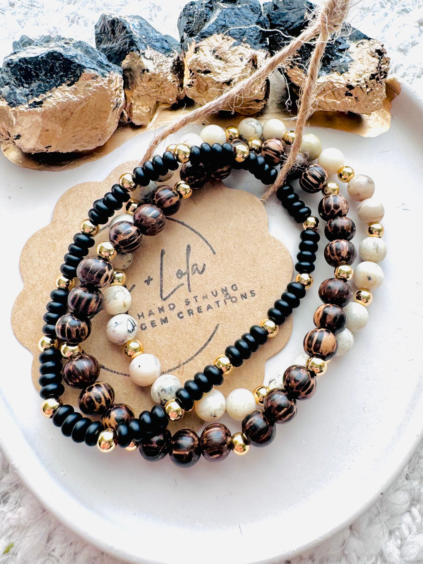 Black + Brown in Gold Stack (3-stack)