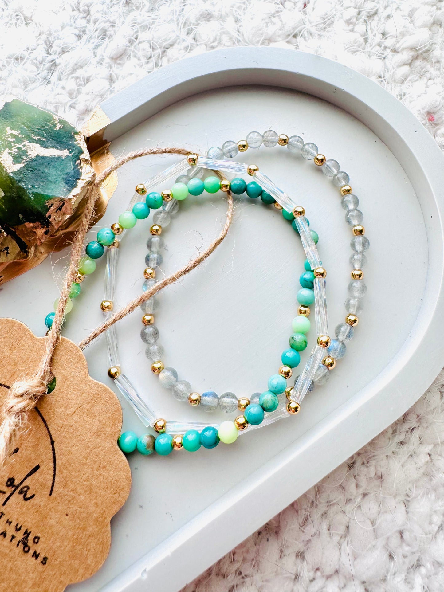 Green + Gray in Gold Stack (3-stack)