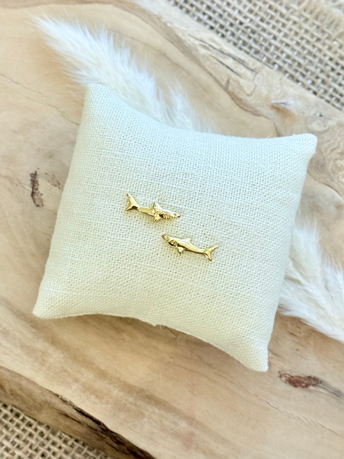Gold Shark Mini Stud Earrings