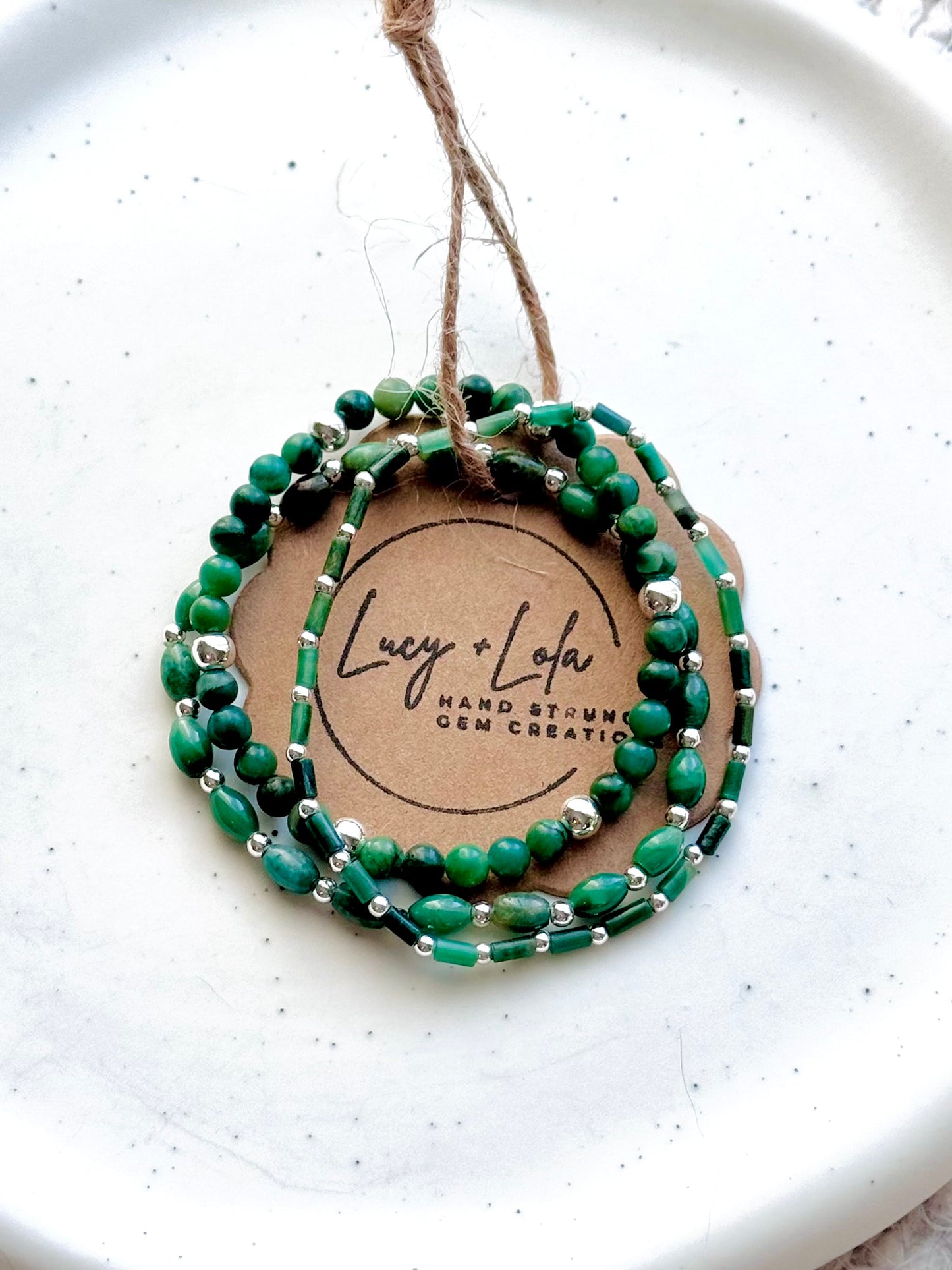 African Jade + Silver Stack (3-stack)